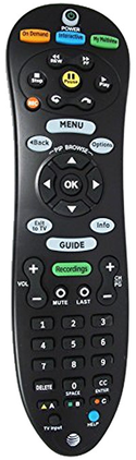 Control remoto estándar AT&T U-verse TV (retroiluminado) - Negro